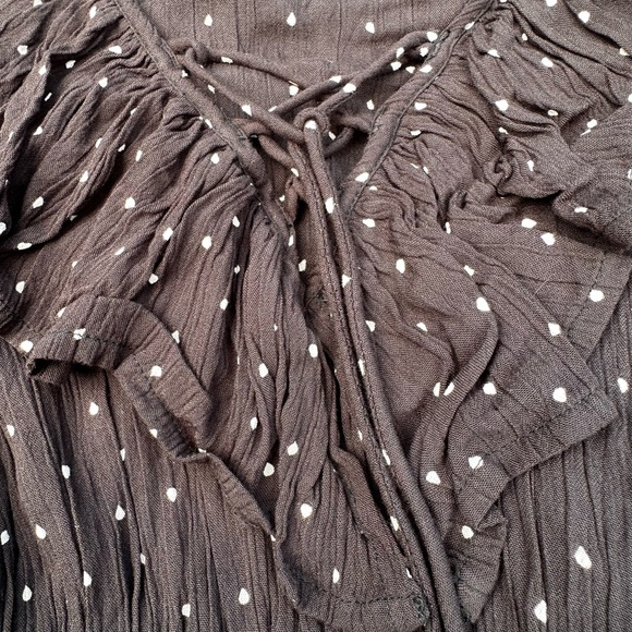 Billabong Take Away Long Sleeve Mini Dress Black w/ Polka Dots Plunge Size XS - Picture 6 of 7